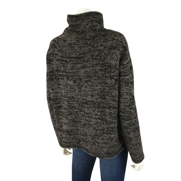 Eileen Fisher Sweater Size M Yak Merino Wool Brown Marl Funnel Neck Boxy Cropped - Picture 8 of 14